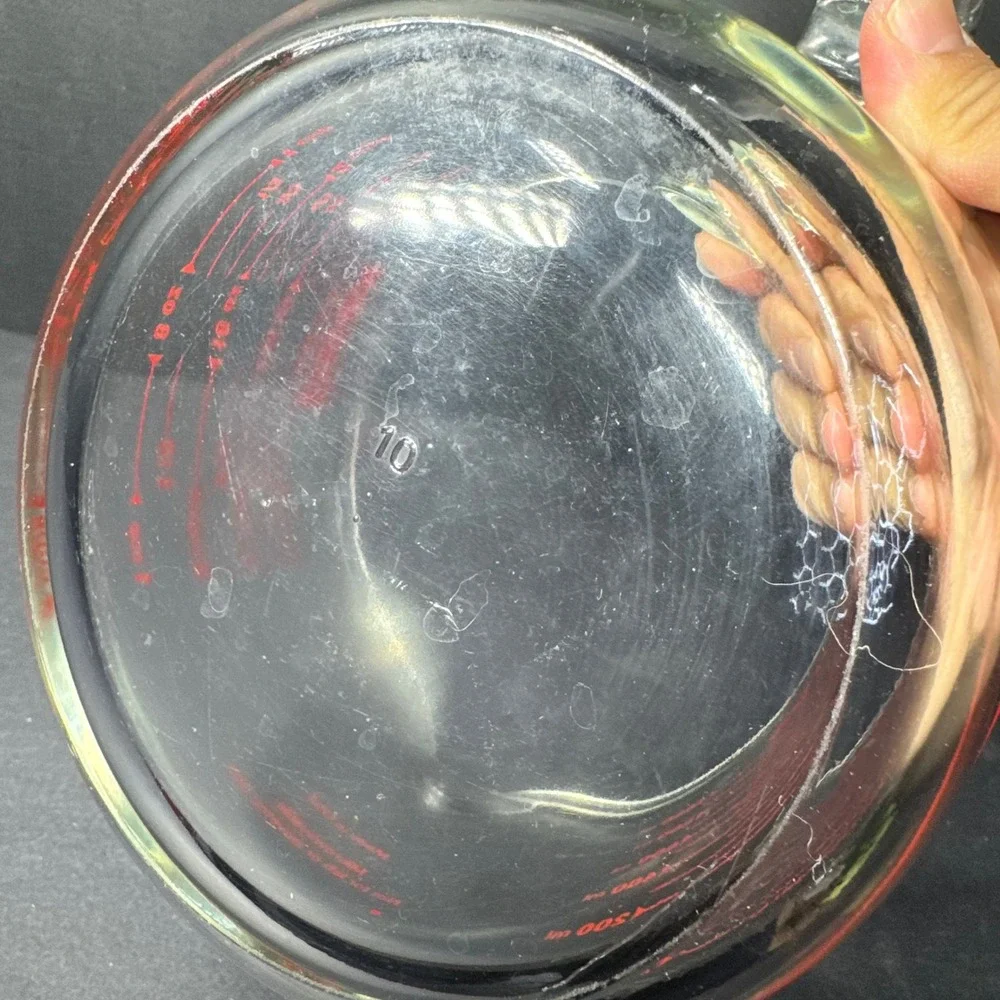 Pyrex 4 Cup 1 Liter Glass Measuring Cup Red Markings Clear Glass with Handle VTG